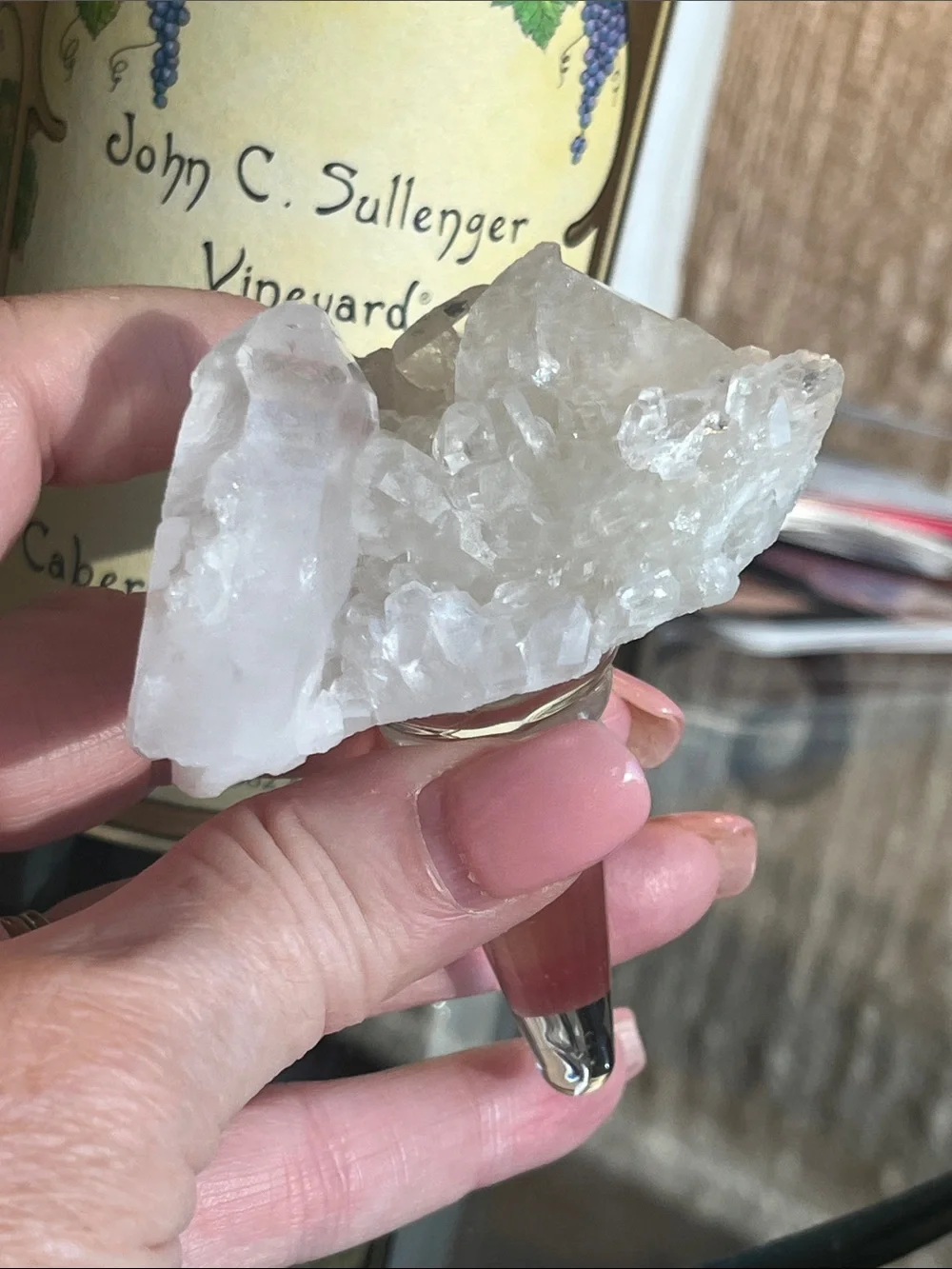 Genuine Clear Quartz Cluster Bottle Stopper.